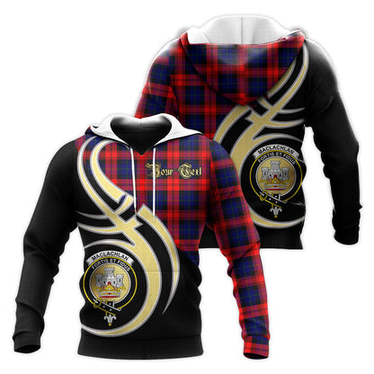 Printivon Maclachlan Modern Clan Believe In Me Crest Tartan Knitted Hoodie Custom Your Text