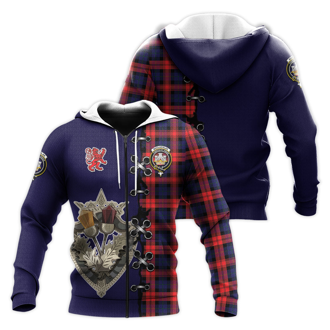 Printivon Maclachlan Modern Tartan Hoodie Lion Rampant And Celtic Thistle Style
