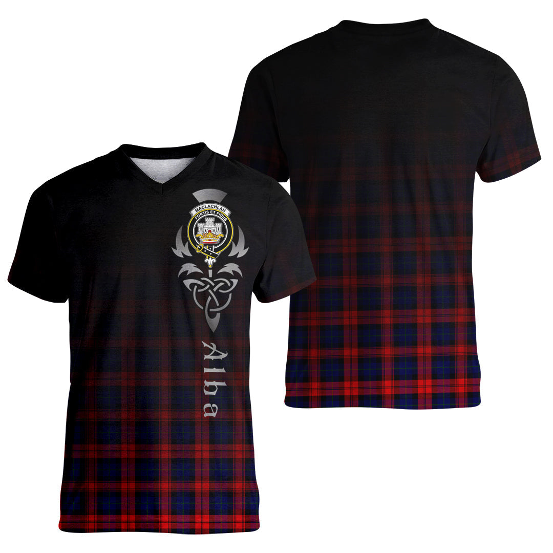 Printivon MacLachlan Modern Tartan Crest Alba Celtic T Shirt