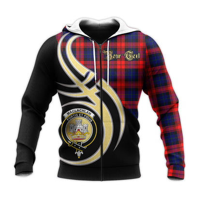 Printivon Maclachlan Modern Clan Believe In Me Crest Tartan Knitted Hoodie Custom Your Text