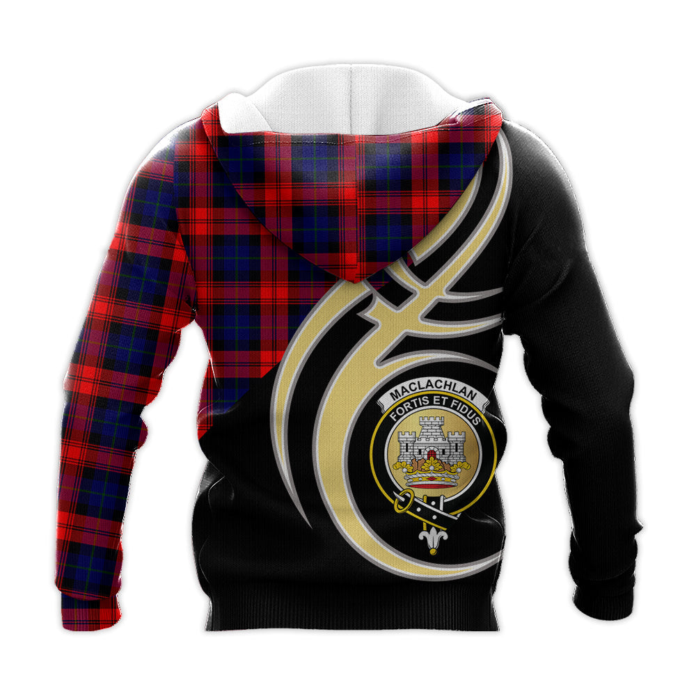 Printivon Maclachlan Modern Clan Believe In Me Crest Tartan Knitted Hoodie Custom Your Text