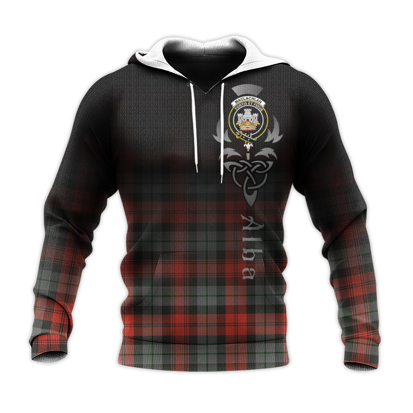 Printivon Maclachlan Weathered Tartan Crest Alba Celtic Hoodie