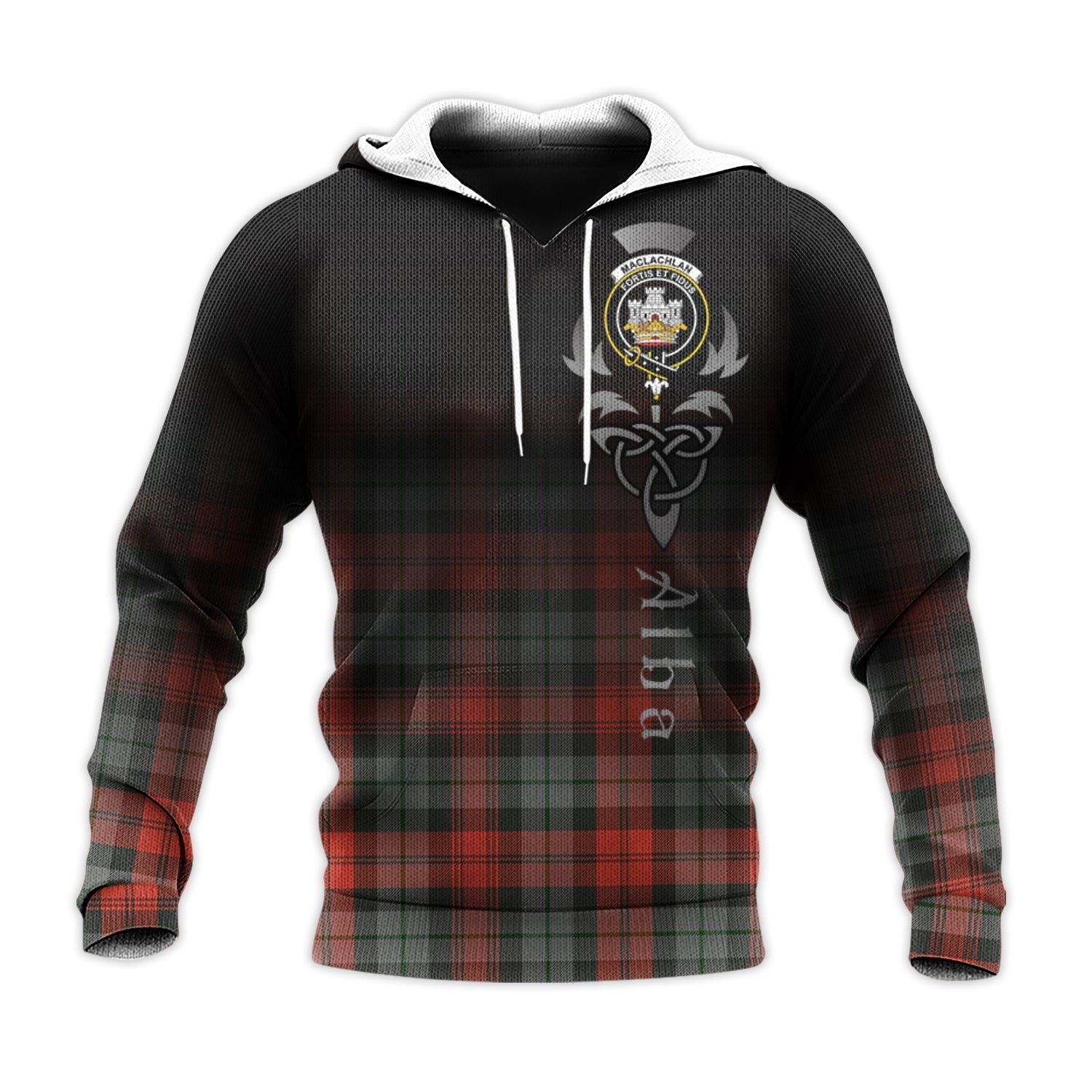 Printivon Maclachlan Weathered Tartan Crest Alba Celtic Hoodie