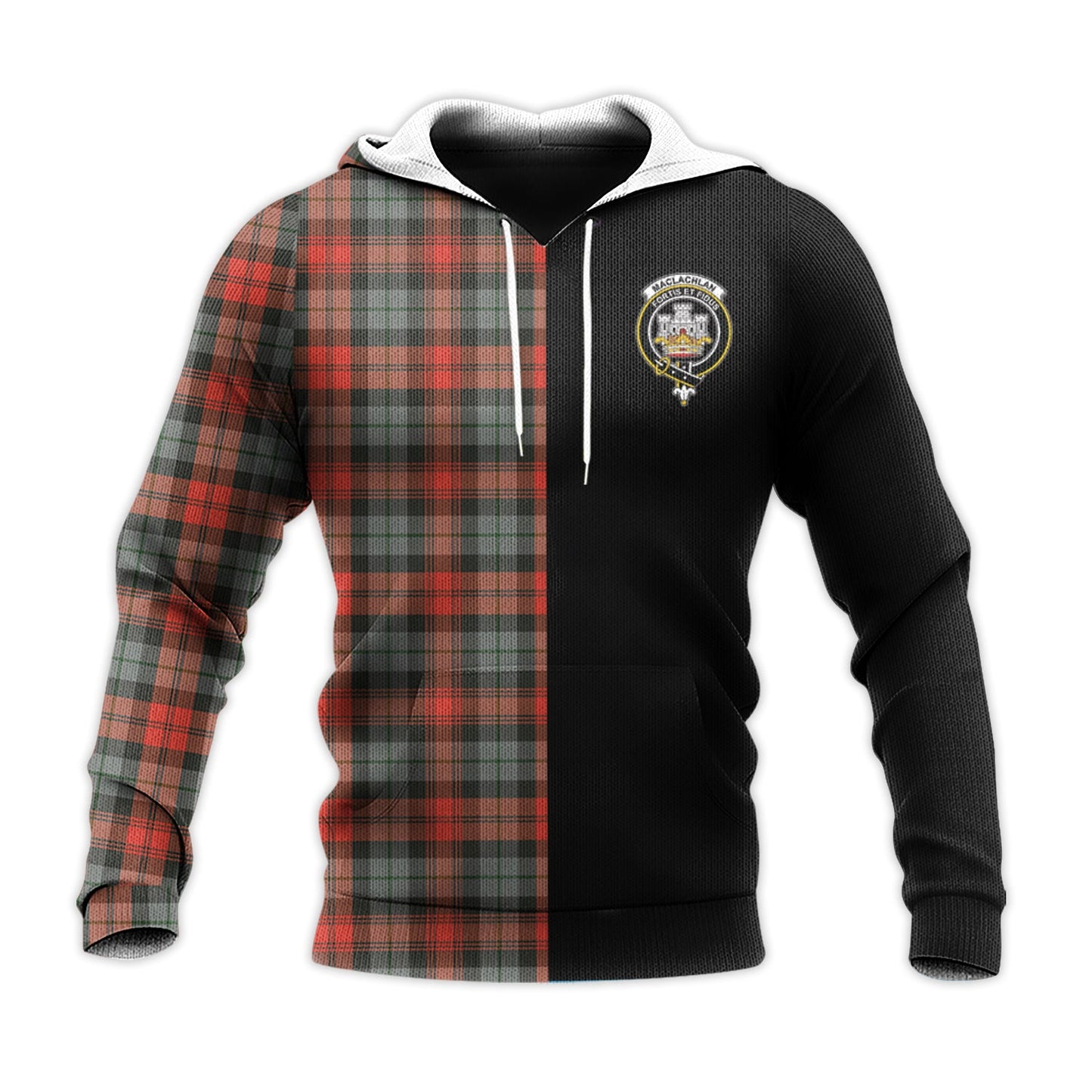 Printivon Maclachlan Weathered Tartan Personalize Half Hoodie