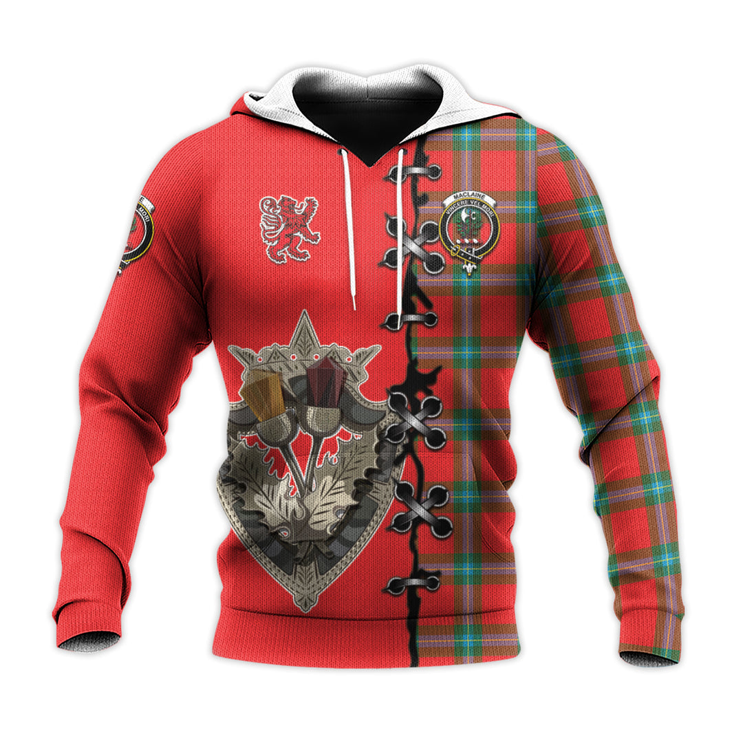 Printivon Maclaine Of Loch Buie Tartan Hoodie Lion Rampant And Celtic Thistle Style