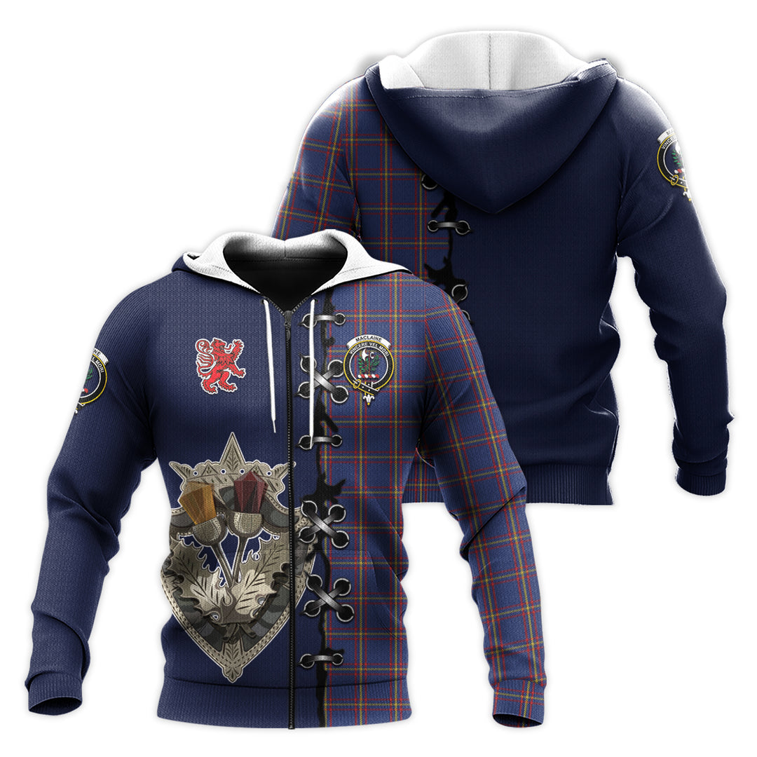 Printivon Maclaine Of Lochbuie Tartan Hoodie Lion Rampant And Celtic Thistle Style