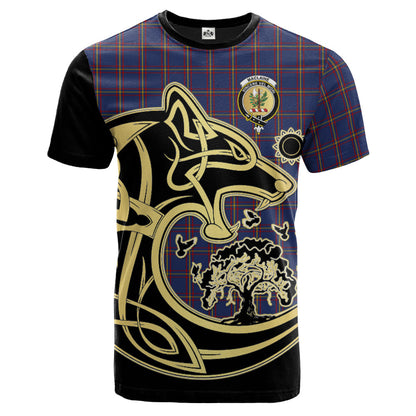 Printivon MacLaine of Lochbuie Crest Celtic Wolf Tartan T Shirt Custom Your Text