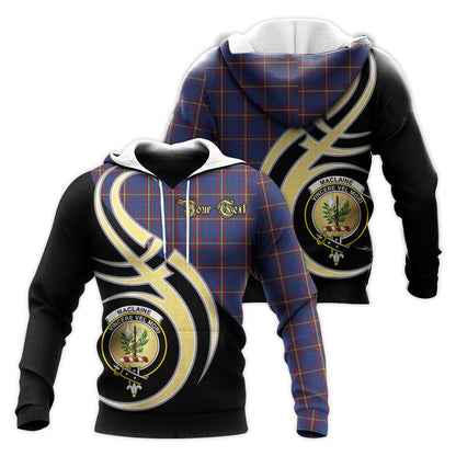 Printivon Maclaine Of Lochbuie Clan Believe In Me Crest Tartan Knitted Hoodie Custom Your Text