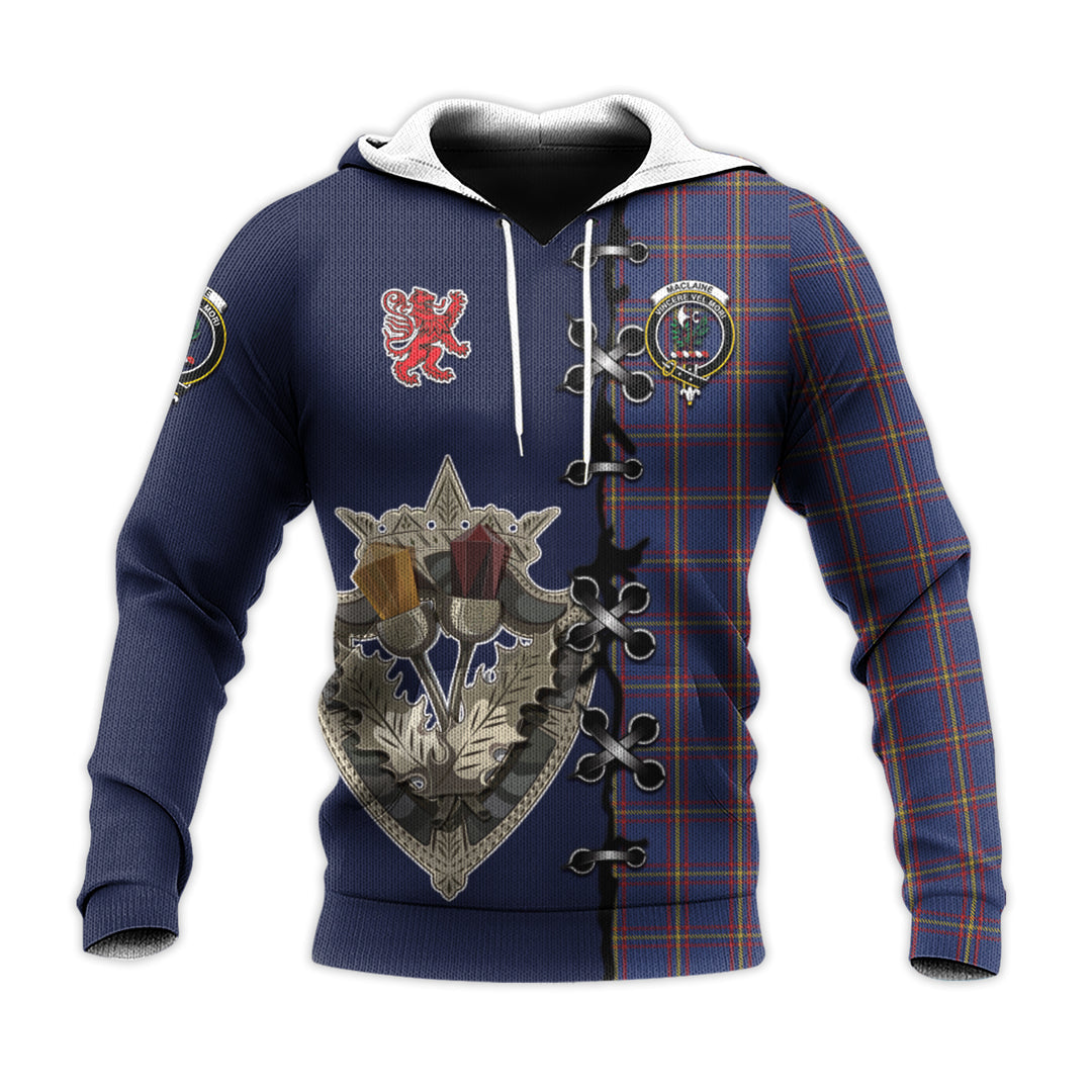 Printivon Maclaine Of Lochbuie Tartan Hoodie Lion Rampant And Celtic Thistle Style