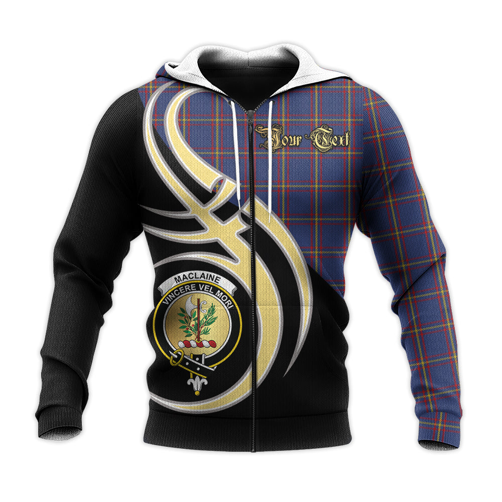 Printivon Maclaine Of Lochbuie Clan Believe In Me Crest Tartan Knitted Hoodie Custom Your Text