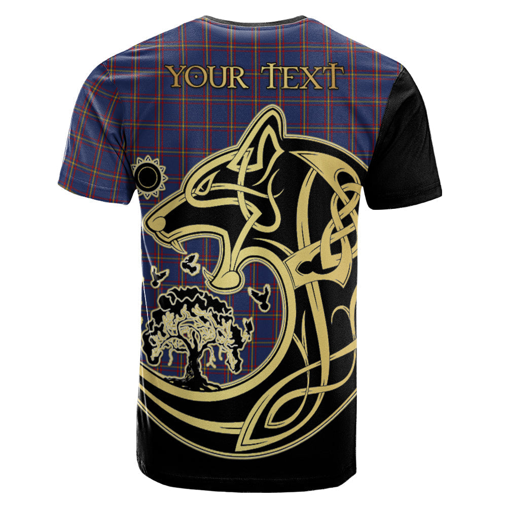 Printivon MacLaine of Lochbuie Crest Celtic Wolf Tartan T Shirt Custom Your Text