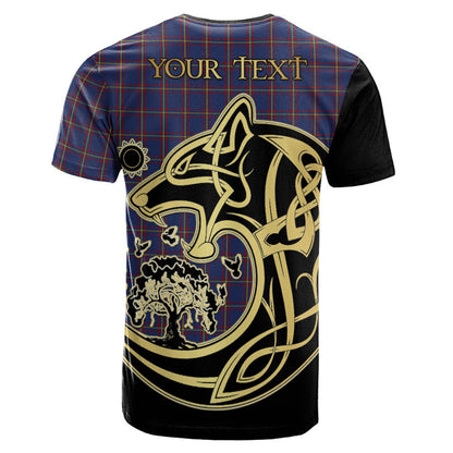 Printivon MacLaine of Lochbuie Crest Celtic Wolf Tartan T Shirt Custom Your Text