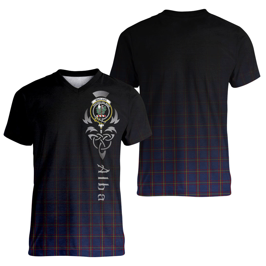 Printivon MacLaine of Lochbuie Tartan Crest Alba Celtic T Shirt