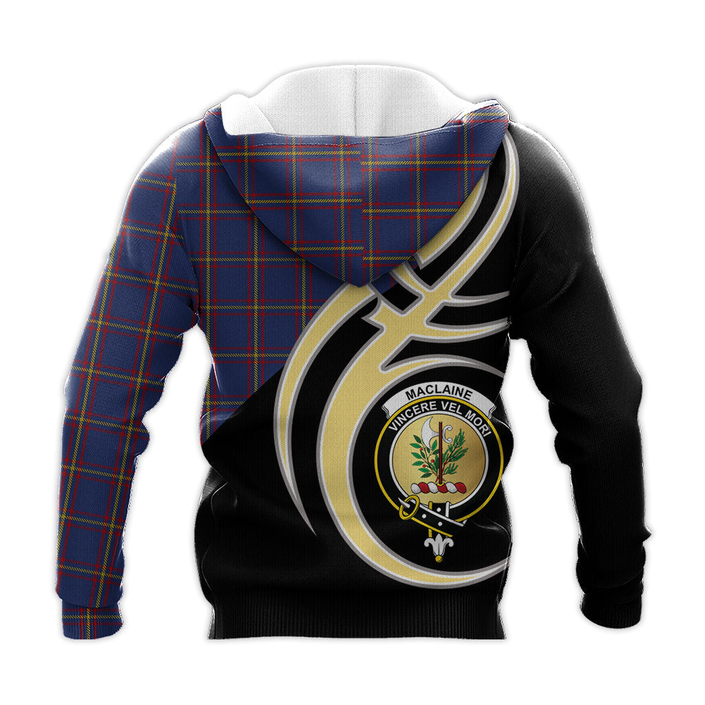 Printivon Maclaine Of Lochbuie Clan Believe In Me Crest Tartan Knitted Hoodie Custom Your Text