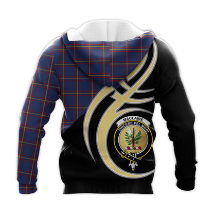 Printivon Maclaine Of Lochbuie Clan Believe In Me Crest Tartan Knitted Hoodie Custom Your Text