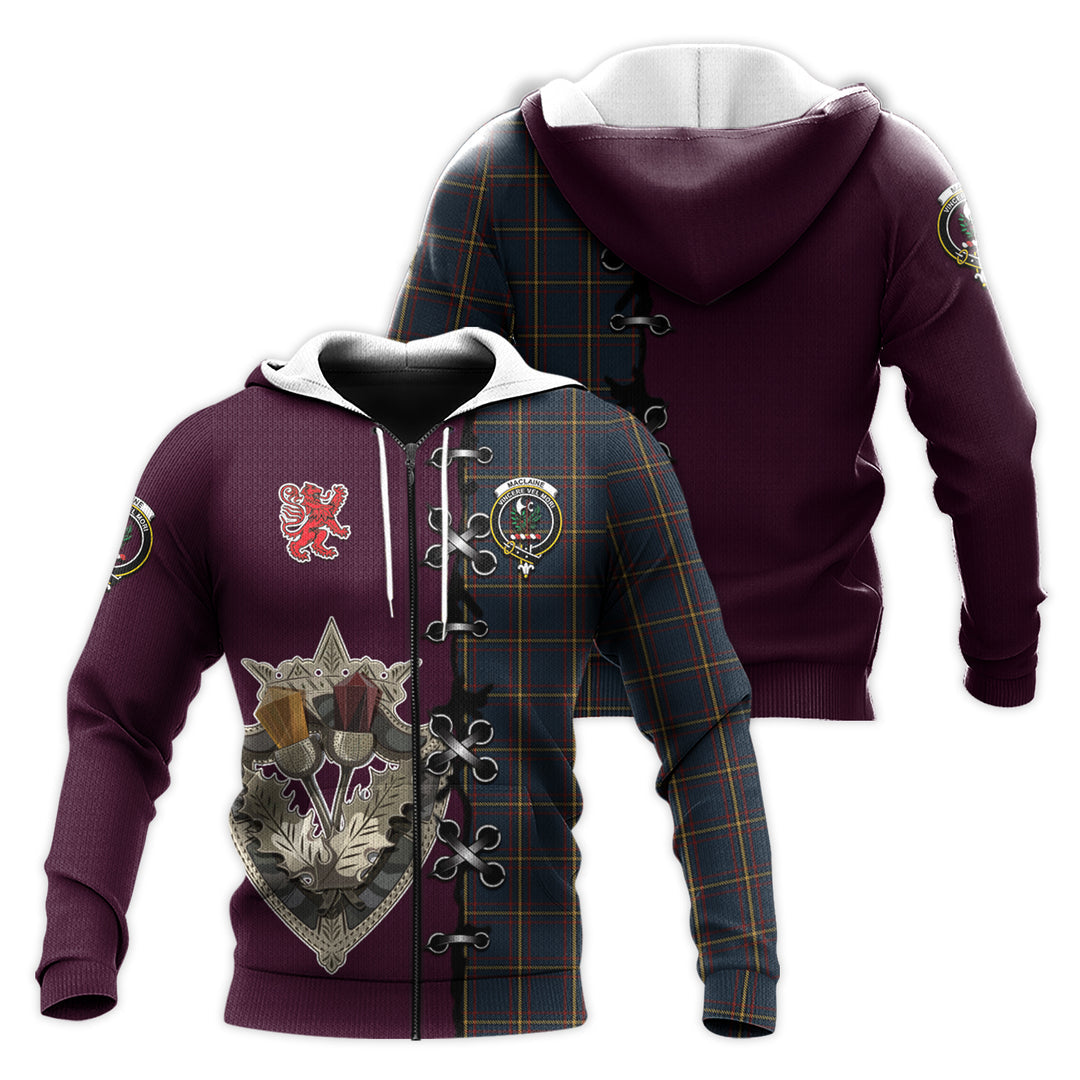 Printivon Maclaine Of Lochbuie Hunting Tartan Hoodie Lion Rampant And Celtic Thistle Style