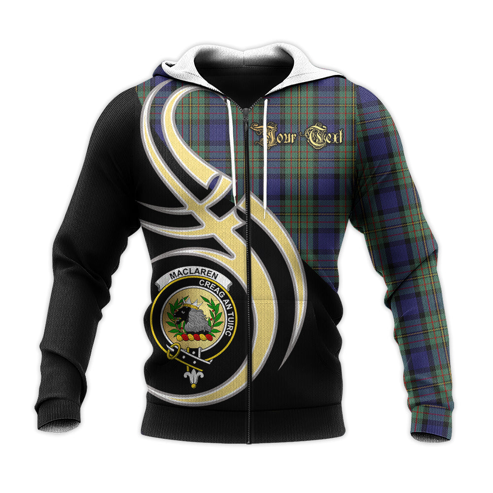 Printivon Maclaren Clan Believe In Me Crest Tartan Knitted Hoodie Custom Your Text