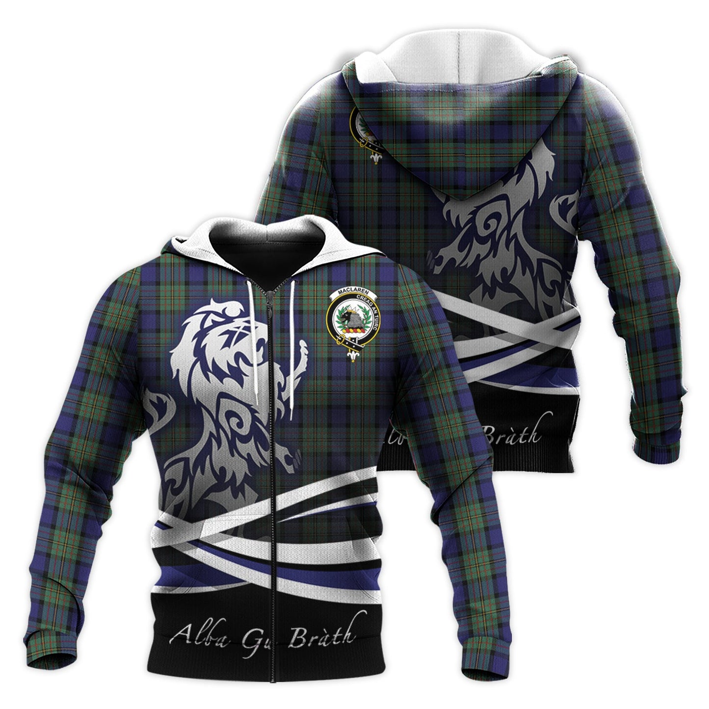 Printivon Maclaren Tartan Scottish Lion Hoodie