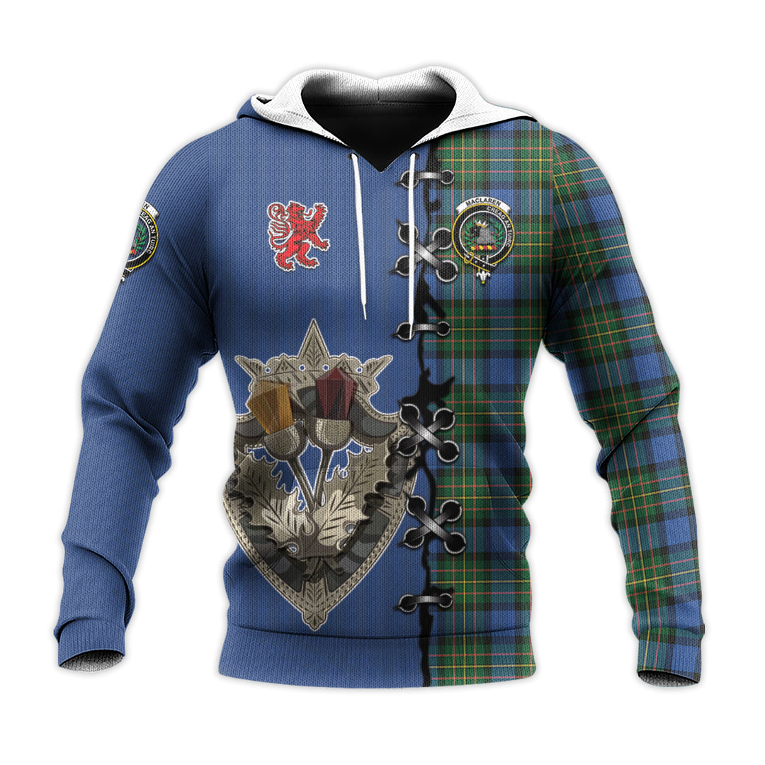 Printivon Maclaren Ancient Tartan Hoodie Lion Rampant And Celtic Thistle Style