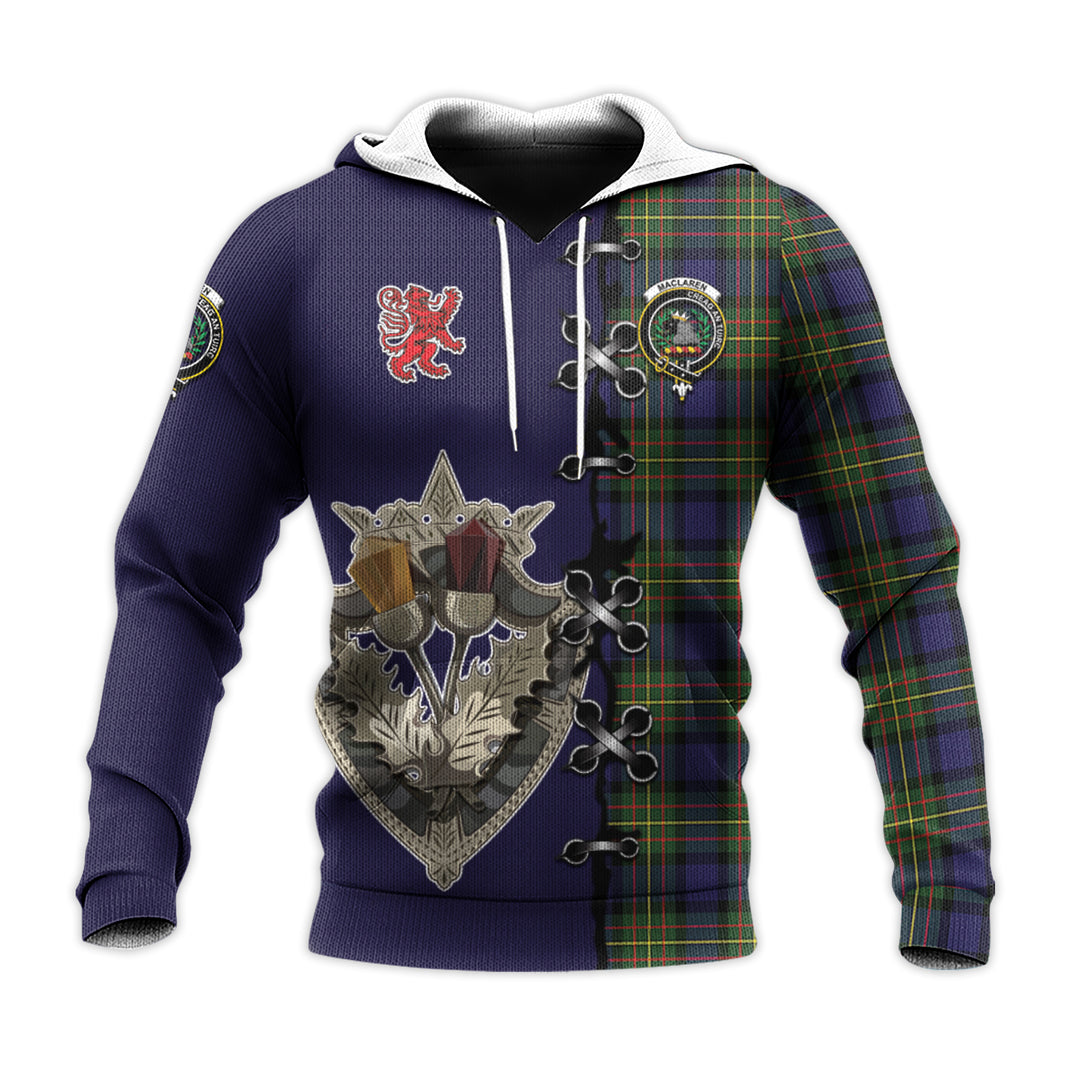 Printivon Maclaren Modern Tartan Hoodie Lion Rampant And Celtic Thistle Style
