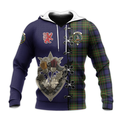Printivon Maclaren Modern Tartan Hoodie Lion Rampant And Celtic Thistle Style