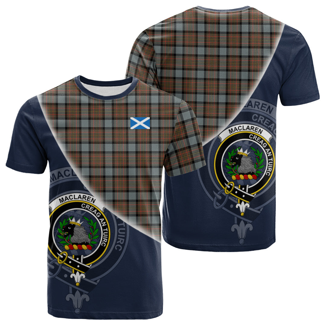 Printivon MacLaren Weathered Tartan Scottish Crest T Shirt