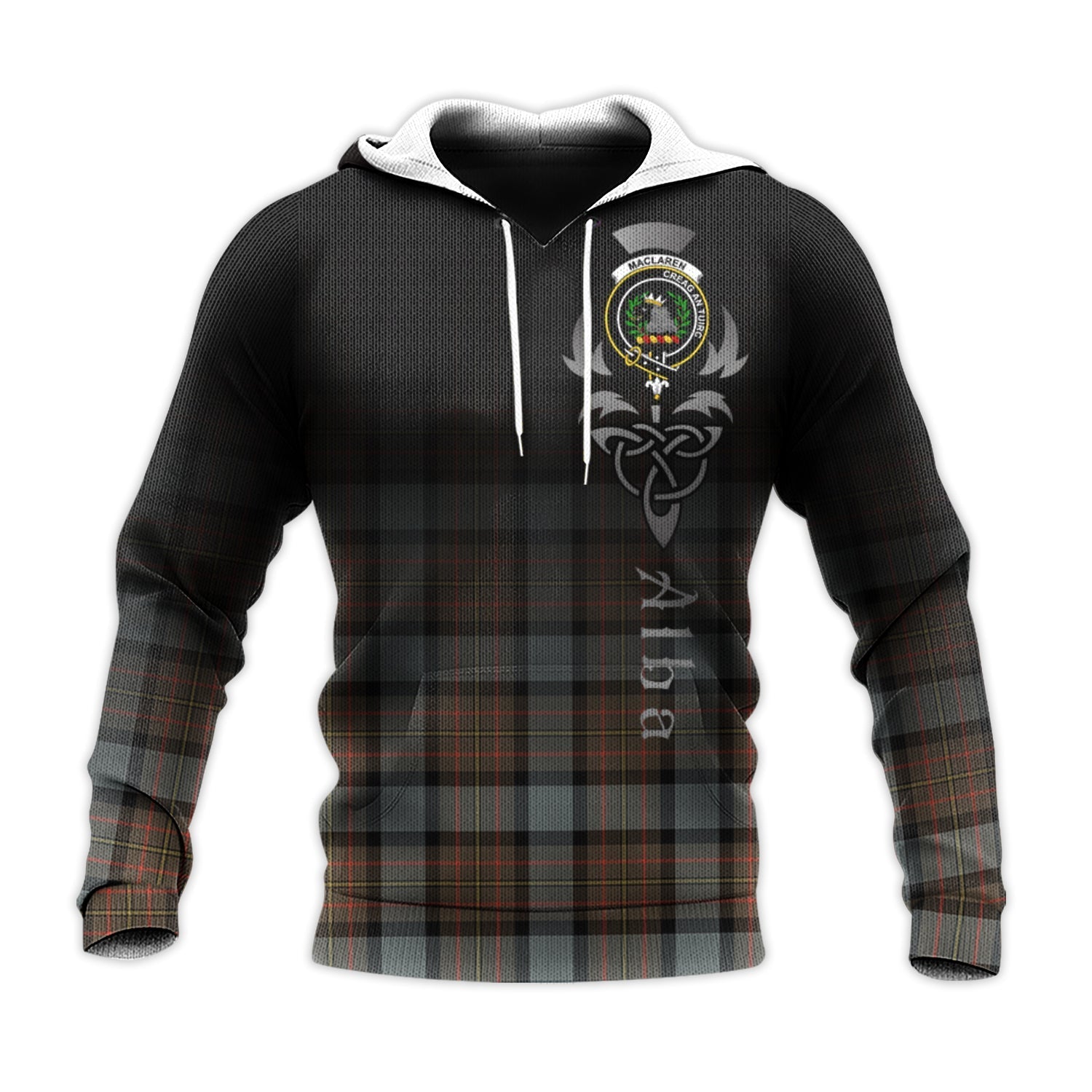 Printivon Maclaren Weathered Tartan Crest Alba Celtic Hoodie