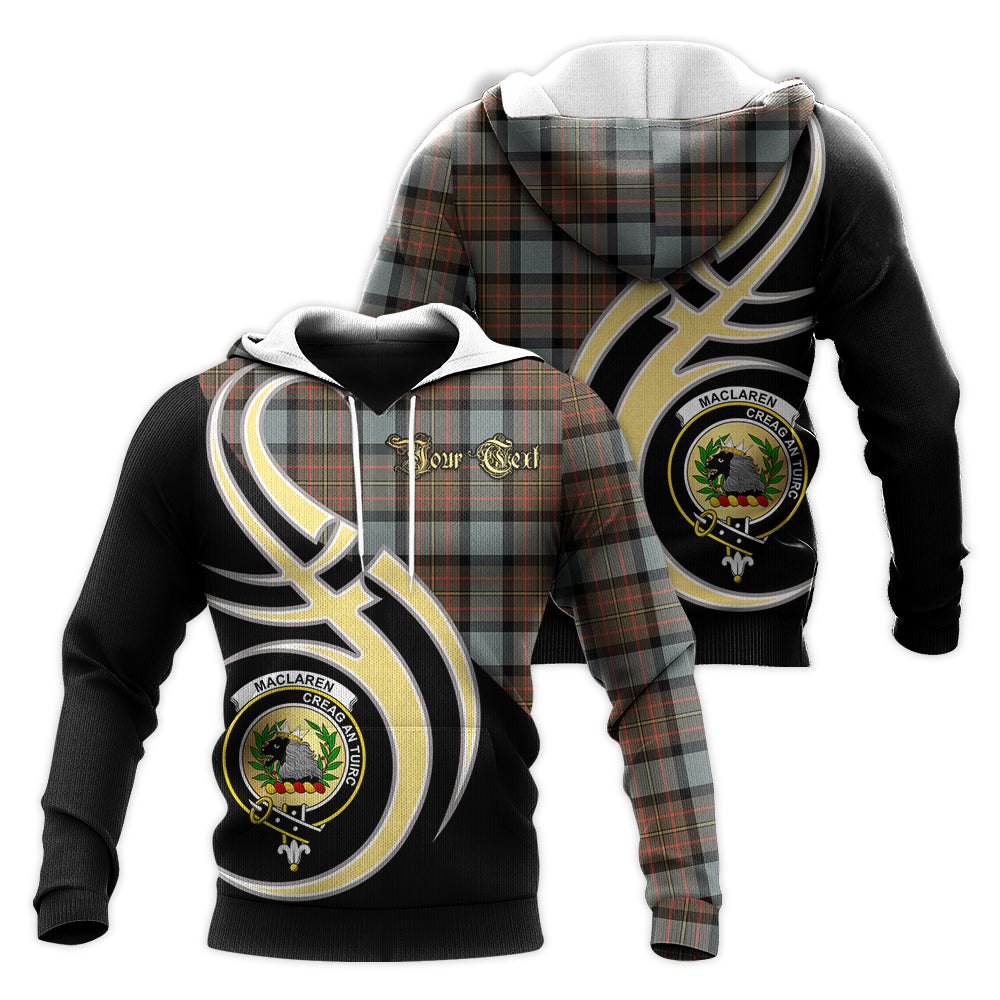 Printivon Maclaren Weathered Clan Believe In Me Crest Tartan Knitted Hoodie Custom Your Text