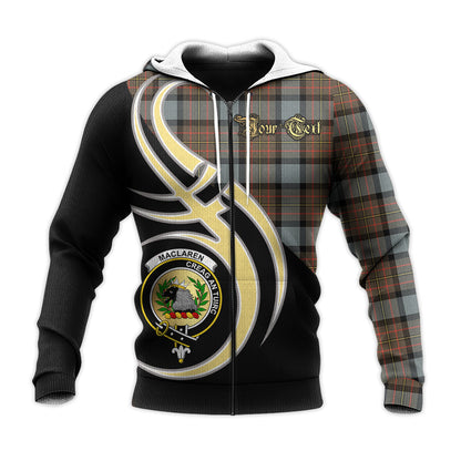 Printivon Maclaren Weathered Clan Believe In Me Crest Tartan Knitted Hoodie Custom Your Text