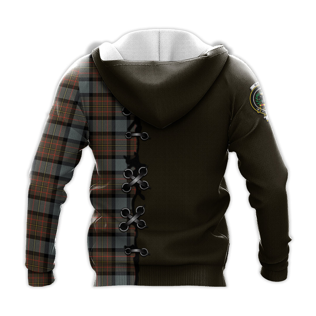 Printivon Maclaren Weathered Tartan Hoodie Lion Rampant And Celtic Thistle Style