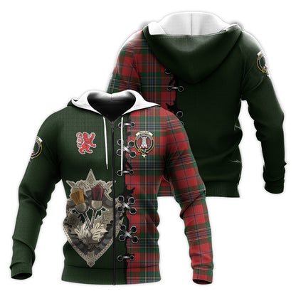 Printivon Maclean Tartan Hoodie Lion Rampant And Celtic Thistle Style