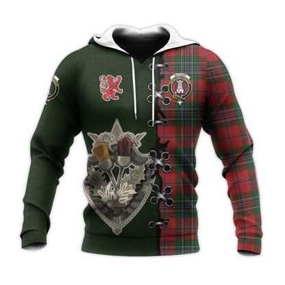 Printivon Maclean Tartan Hoodie Lion Rampant And Celtic Thistle Style