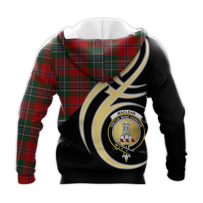 Printivon Maclean Clan Believe In Me Crest Tartan Knitted Hoodie Custom Your Text