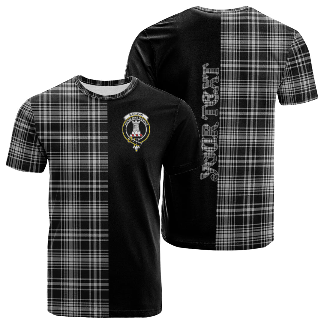 Printivon MacLean Black and White Tartan Personalize Half T shirt