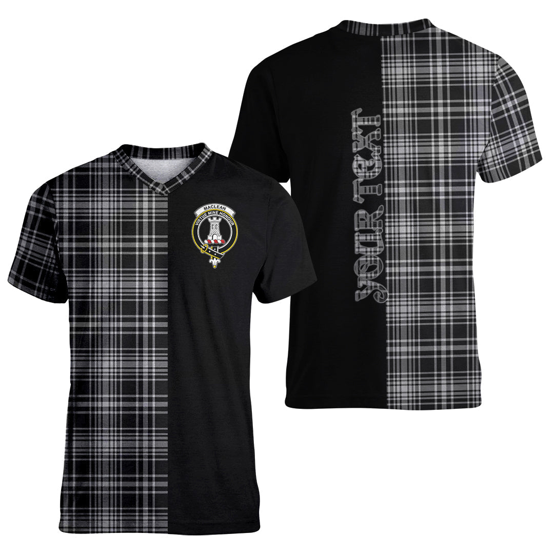 Printivon MacLean Black and White Tartan Personalize Half T shirt