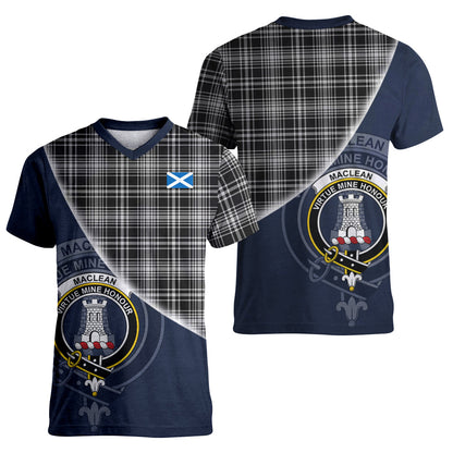 Printivon MacLean Black and White Tartan Scottish Crest T Shirt
