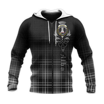 Printivon Maclean Black And White Tartan Crest Alba Celtic Hoodie