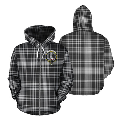 Printivon Maclean Black And White Tartan Hoodie