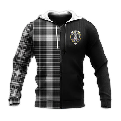Printivon Maclean Black And White Tartan Personalize Half Hoodie