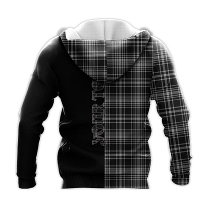 Printivon Maclean Black And White Tartan Personalize Half Hoodie