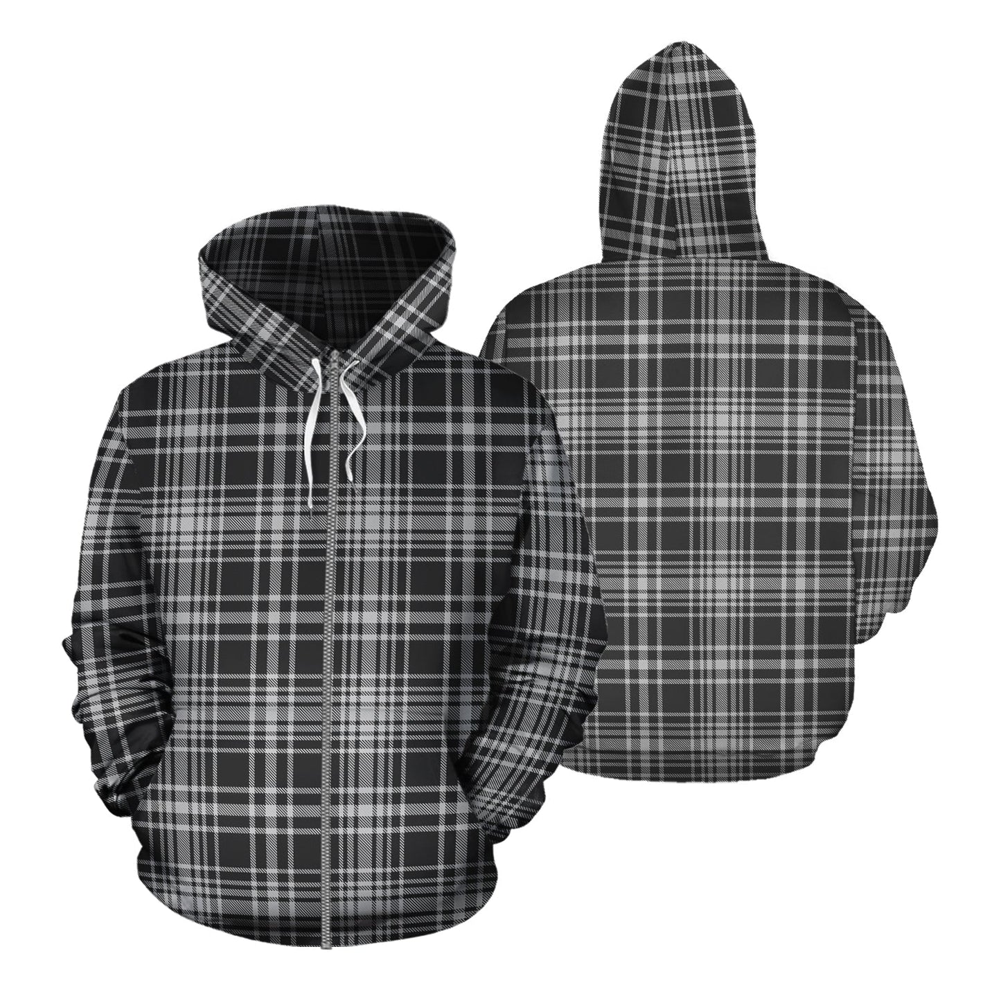 Printivon Maclean Black And White Tartan Hoodie