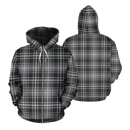 Printivon Maclean Black And White Tartan Hoodie