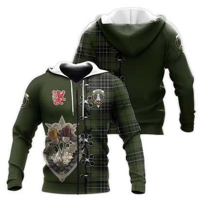 Printivon Maclean Hunting Tartan Hoodie Lion Rampant And Celtic Thistle Style