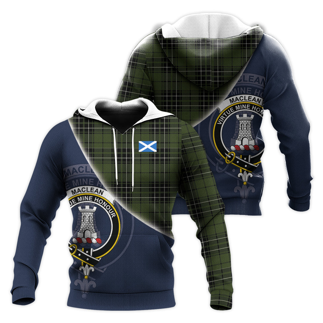 Printivon Maclean Hunting Tartan Scottish Crest Hoodie