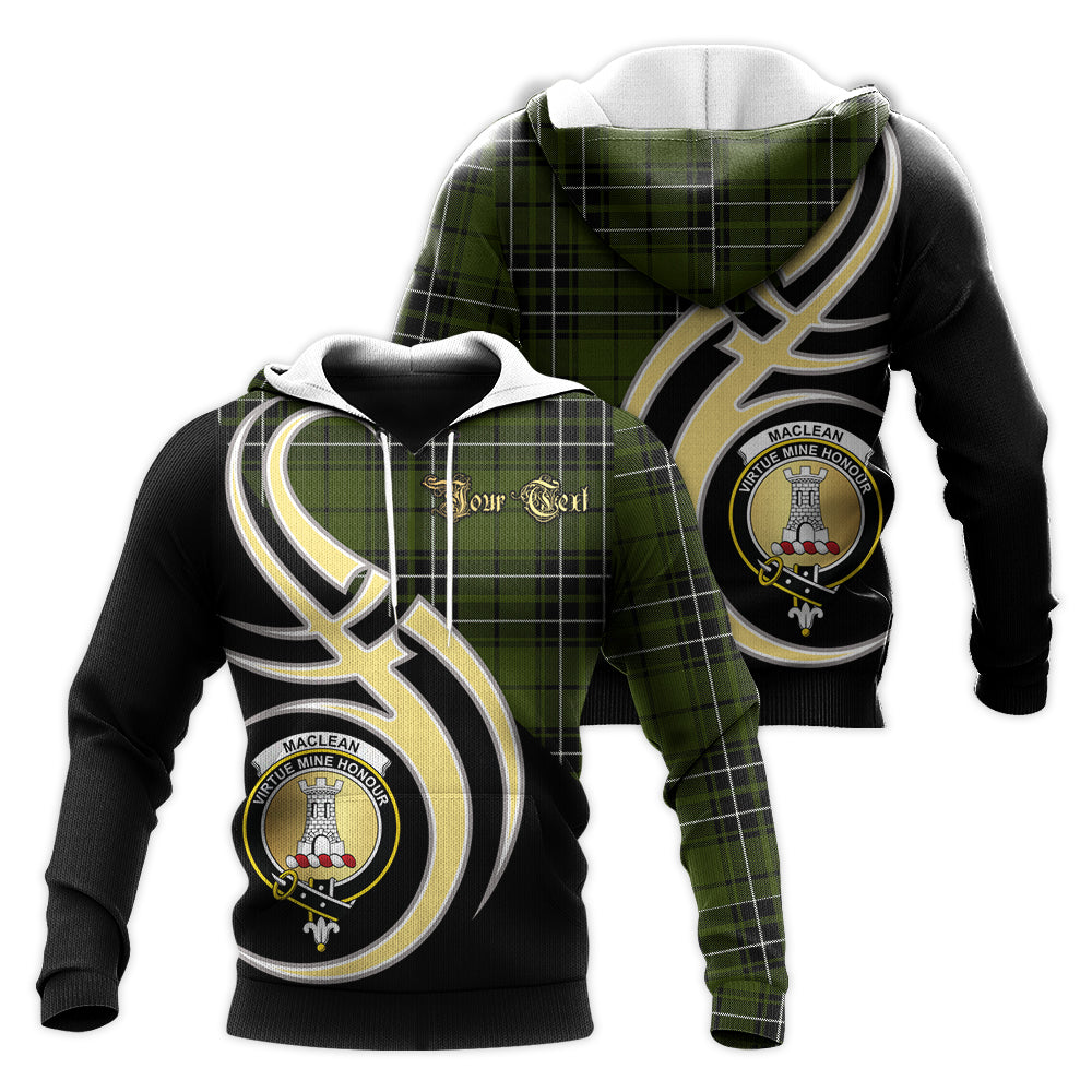 Printivon Maclean Hunting Clan Believe In Me Crest Tartan Knitted Hoodie Custom Your Text
