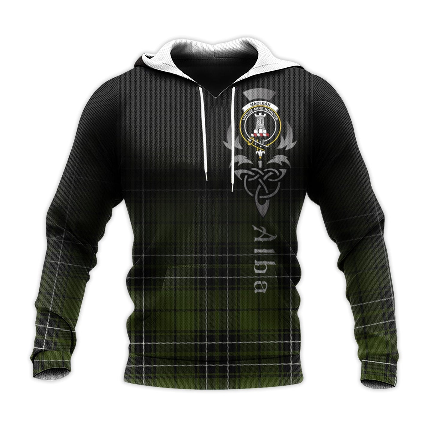 Printivon Maclean Hunting Tartan Crest Alba Celtic Hoodie