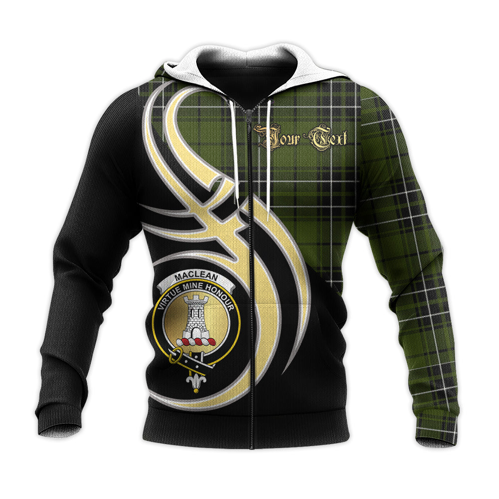 Printivon Maclean Hunting Clan Believe In Me Crest Tartan Knitted Hoodie Custom Your Text