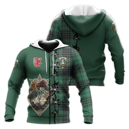 Printivon Maclean Hunting Ancient Tartan Hoodie Lion Rampant And Celtic Thistle Style
