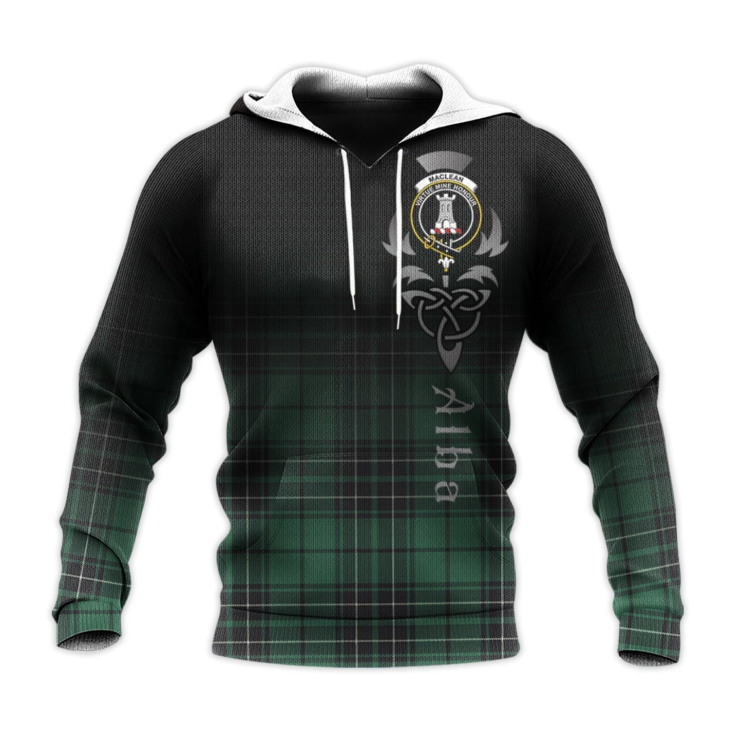 Printivon Maclean Hunting Ancient Tartan Crest Alba Celtic Hoodie