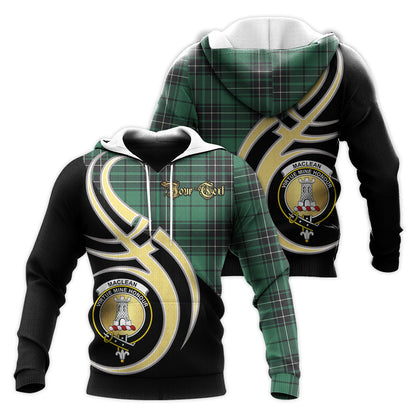 Printivon Maclean Hunting Ancient Clan Believe In Me Crest Tartan Knitted Hoodie Custom Your Text